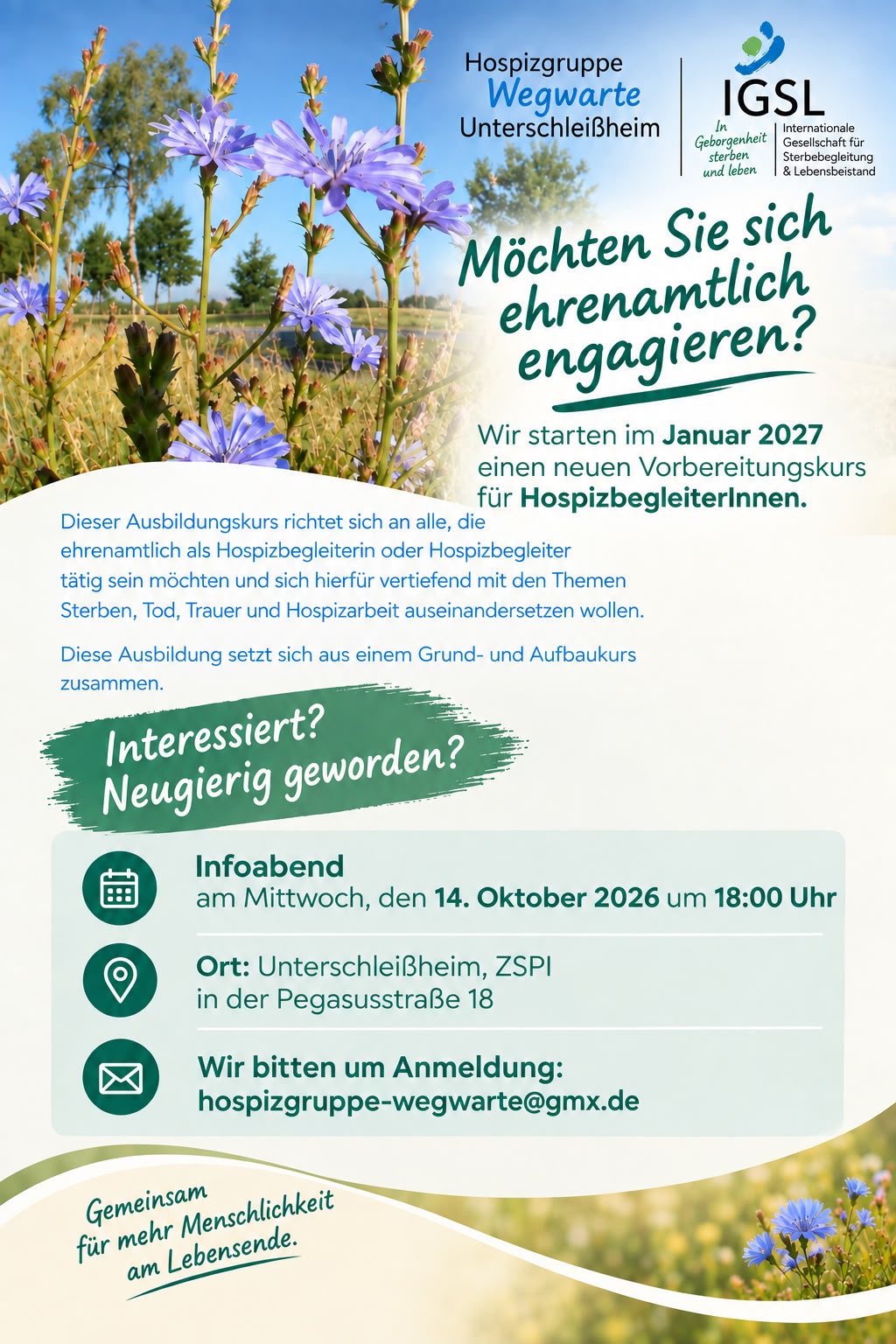 Infoabend Vorbereitungskurs HospizbegleiterInnen